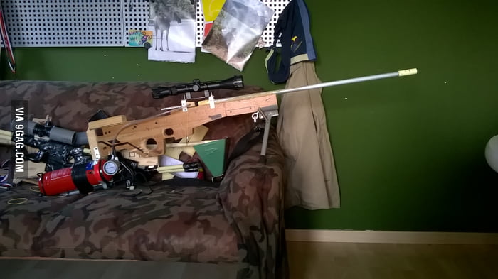 Almost done with my homemade air rifle. It shoots 6mm steel balls at