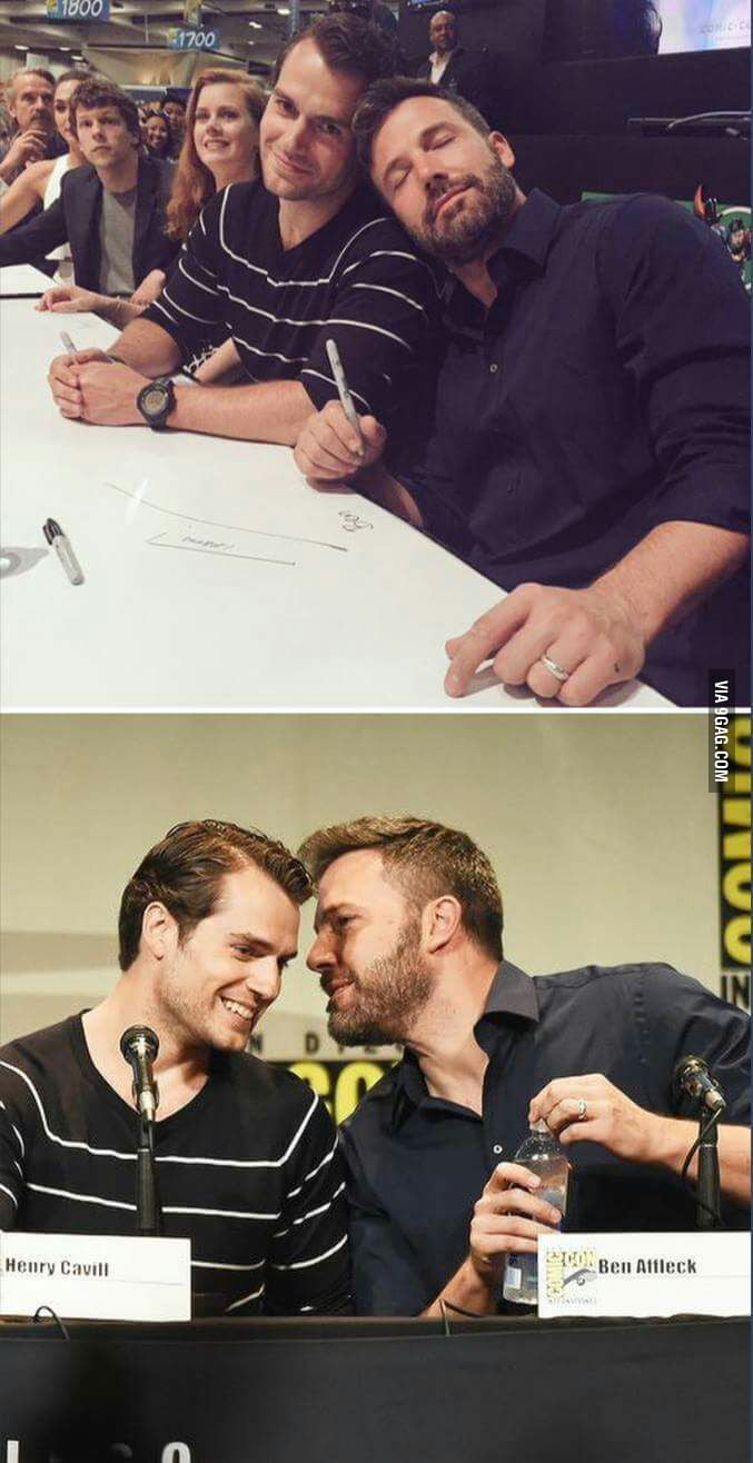 Nothing to see here, just Ben Affleck and Henry Cavill (Batman v Superman).  - 9GAG