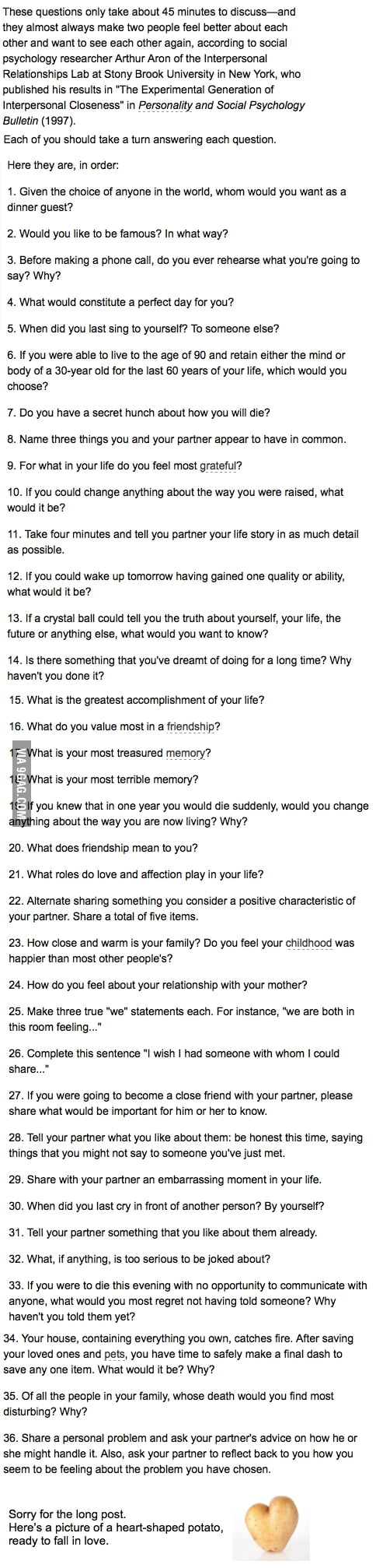 36 Questions That Make People Fall In Love You re Welcome 9gag 9GAG