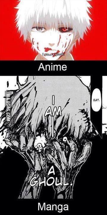 god in a meat box Tokyo Ghoul manga and anime comparison