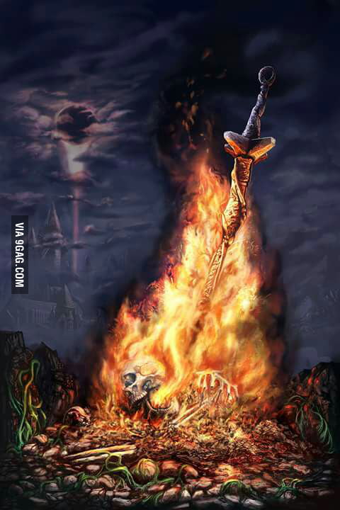 Beautiful Fan Art Of The Dark Souls Bonfire 9gag