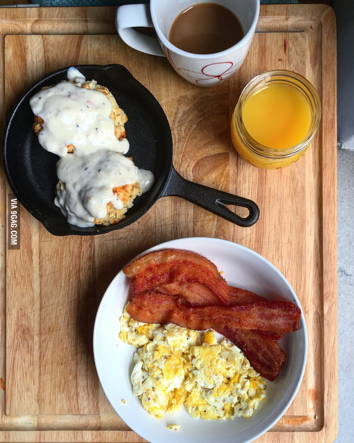 Biscuits, bacon & eggs breakfast is served 9GAG