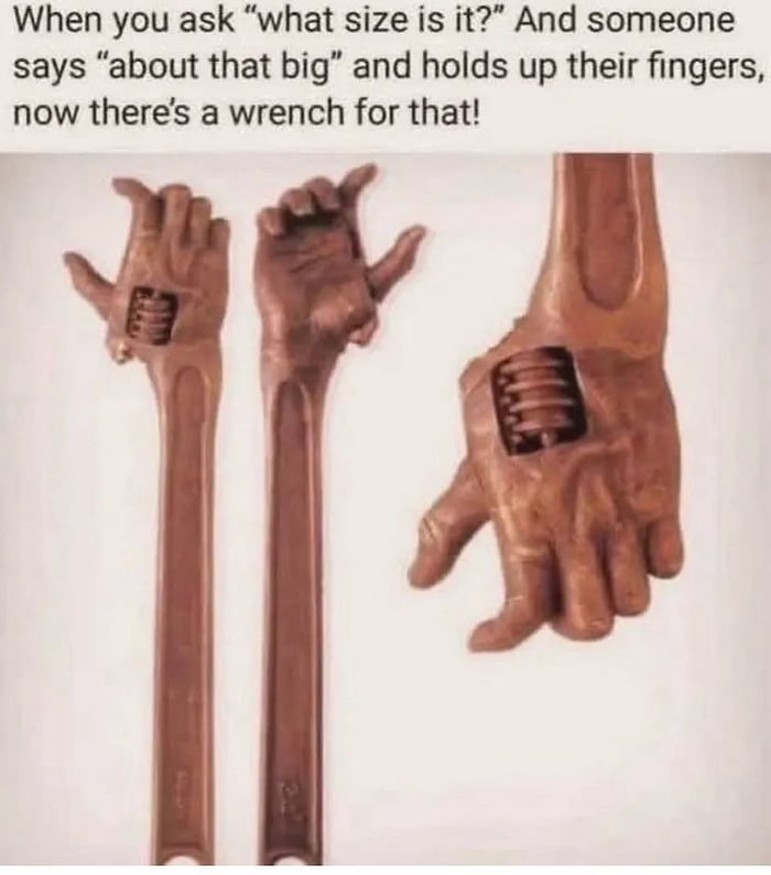 The perfect tool for when someone shows you the size with their fingers ...