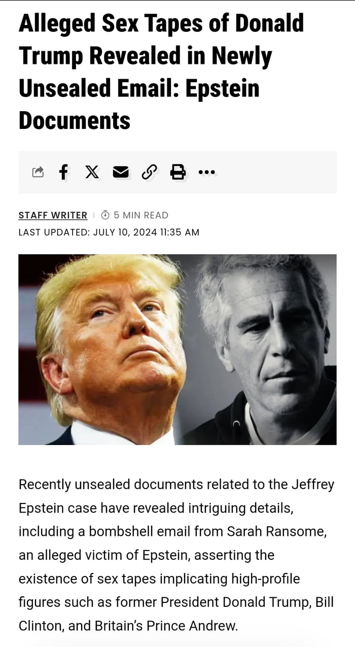 Videos were made by Epstein of Donald trumps sex escapade with preteen ...