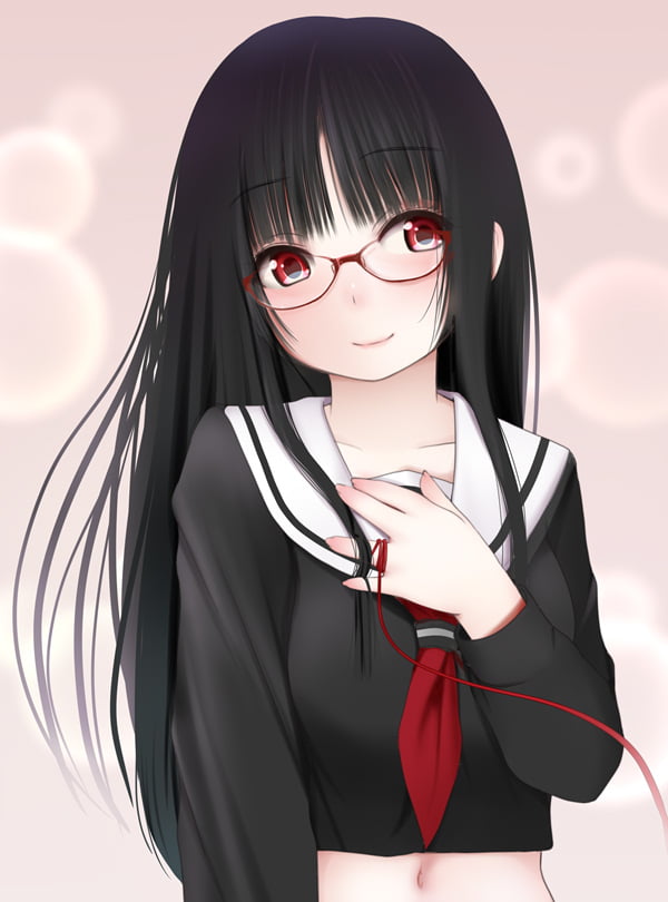 Enma Ai in sailor fuku with red glasses and same-coloured string. - 9GAG