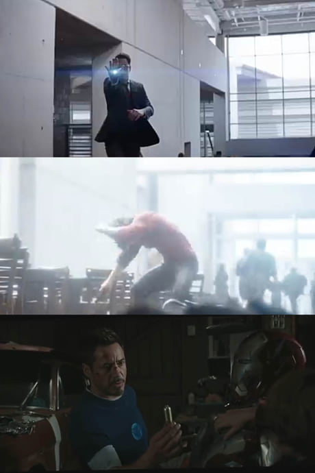 In Civil War When Tony Stark Fights Bucky Without His Armor He