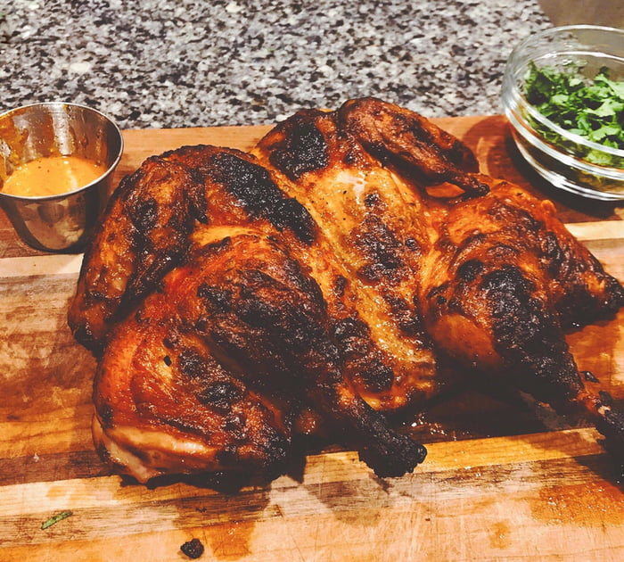 Smoked whole chicken. Marinated for 72 hours in a cubanstyle marinade