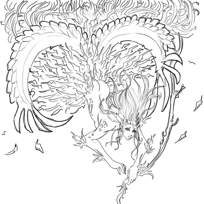 Saw an AI drawing about a tree in the sky and tried to do a drawing