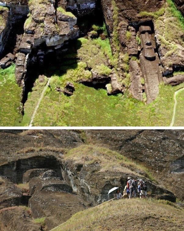 El Gigante, located at Rano Raraku quarry, is the largest Easter Island