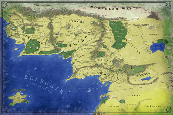 The Best Middle Earth Map Featuring Beleriand Ive Encountered Art By