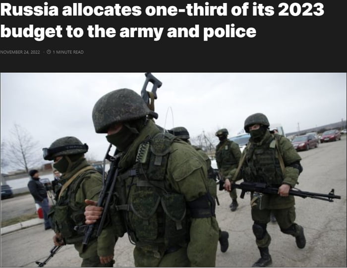 Russia will set aside a third of all spending to pay for the army in