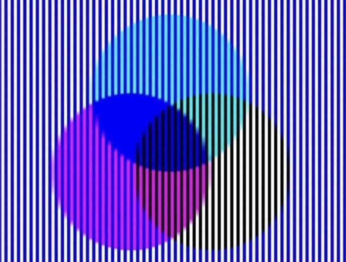 Optical illusion. There is no yellow in this image (cover all but a few ...