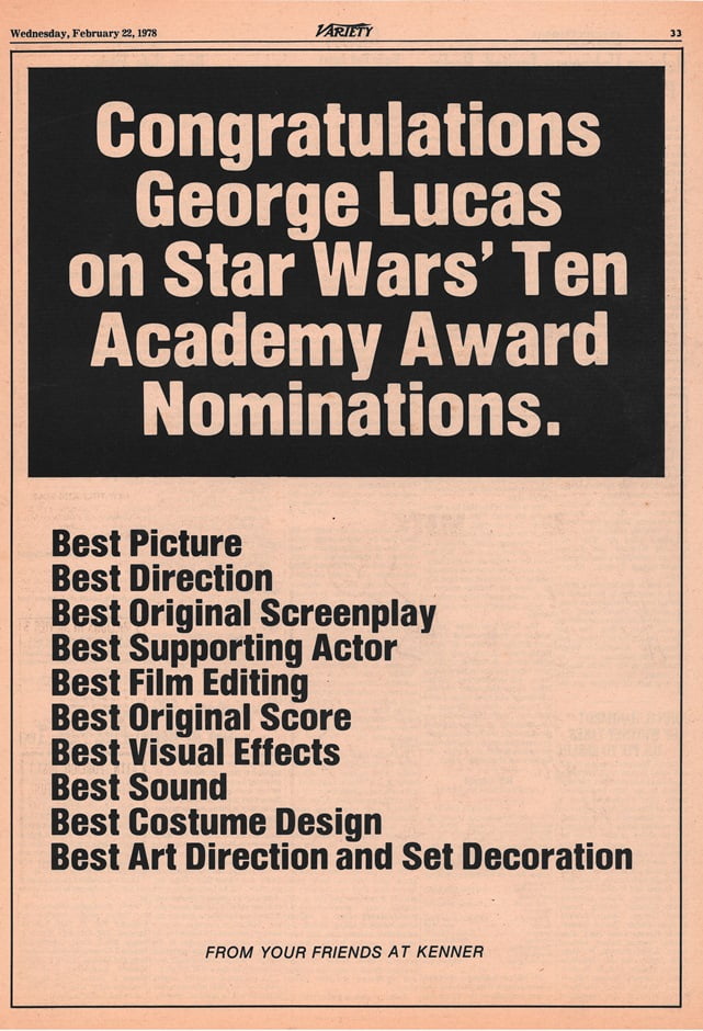 Do you think we'll ever see a Star Wars movie nominated for Best Picture, Director, Screenplay