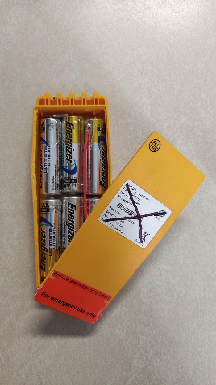 Propriety 200 Sailor Emergency VHF radio battery. Expired this year, but is made of 6 Energizer