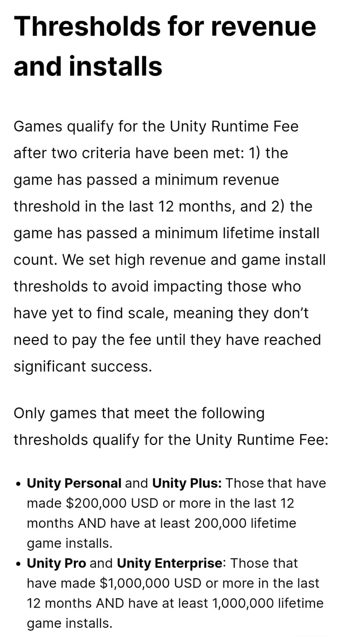 Small game devs complaining about Unity price changes is like poor complaining about taxing the