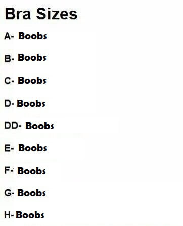 Fixed guide to boob sizes. Don't be ashamed of your size. - 9GAG