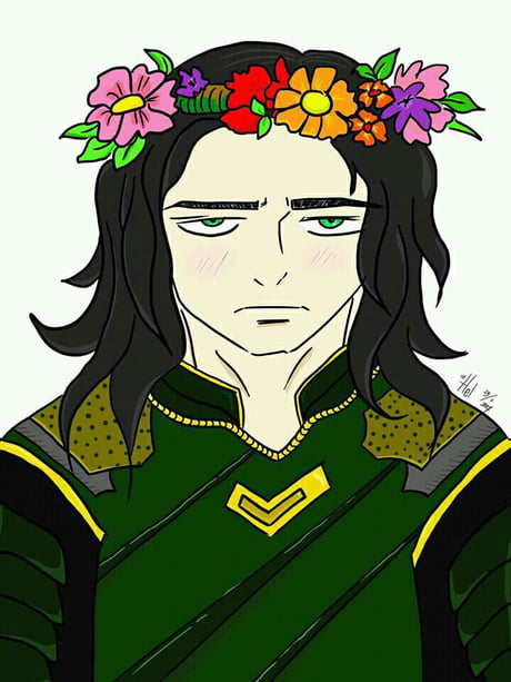 My First Try Loki Fanart He Look Sad With His Flower Crown Poor