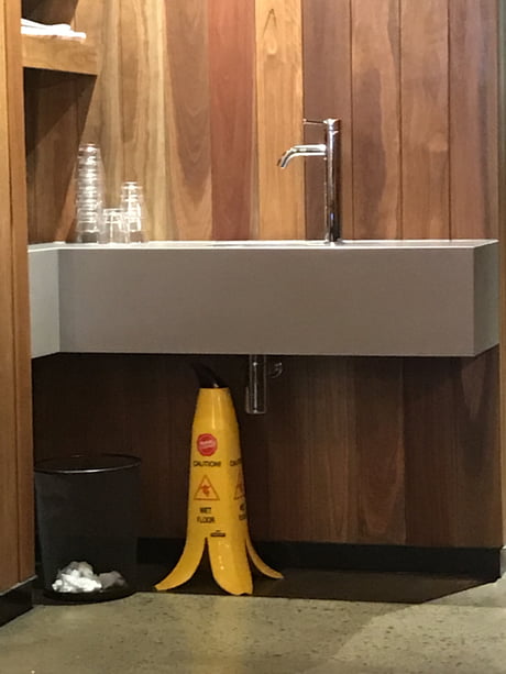 Wet Floor Sign Is A Banana Peel 9gag