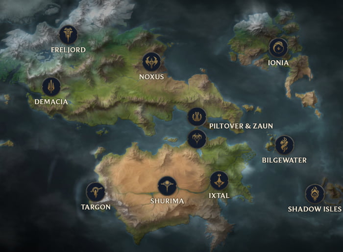 I just realized that Arcane and Lol have a detailed map of the world ...