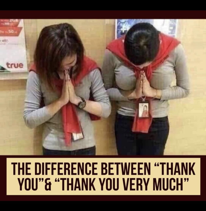 THE DIFFERENCE BETWEEN THANK YOU THANK YOU VERY MUCH 9GAG