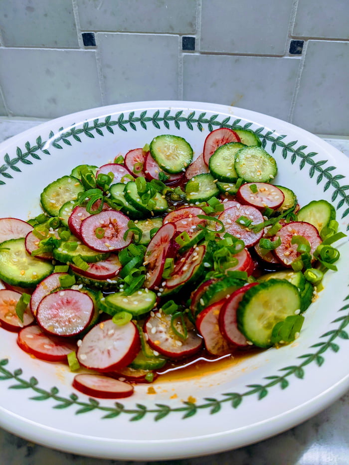 Cucumber & Radish Salad w/ Soy Sauce, Rice Vinegar, Sesame Oil Dressing