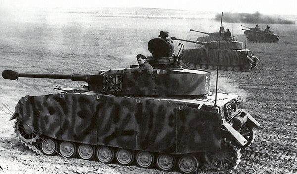 German medium tanks PzKpfw IV Ausf H during an exercise to work out the ...