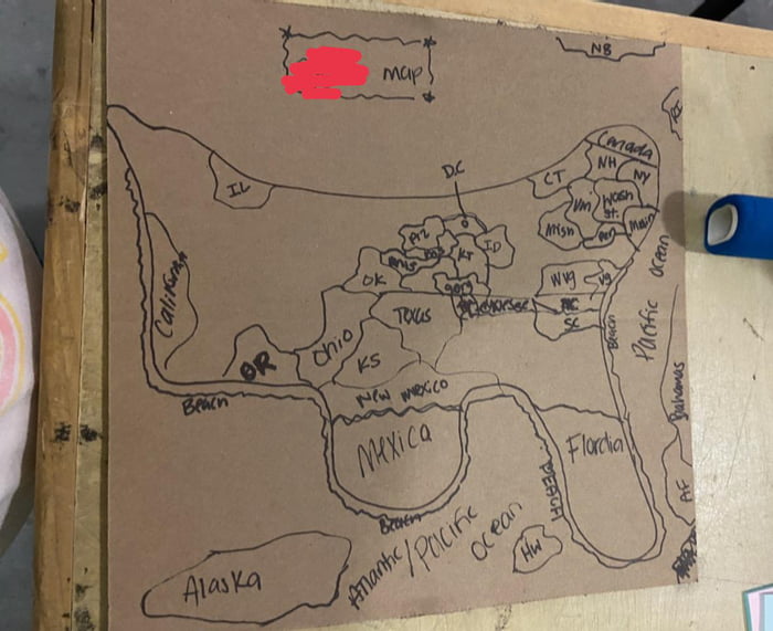 A Girl At Work Drew What She Thinks The Map Of The Usa Looks Like She