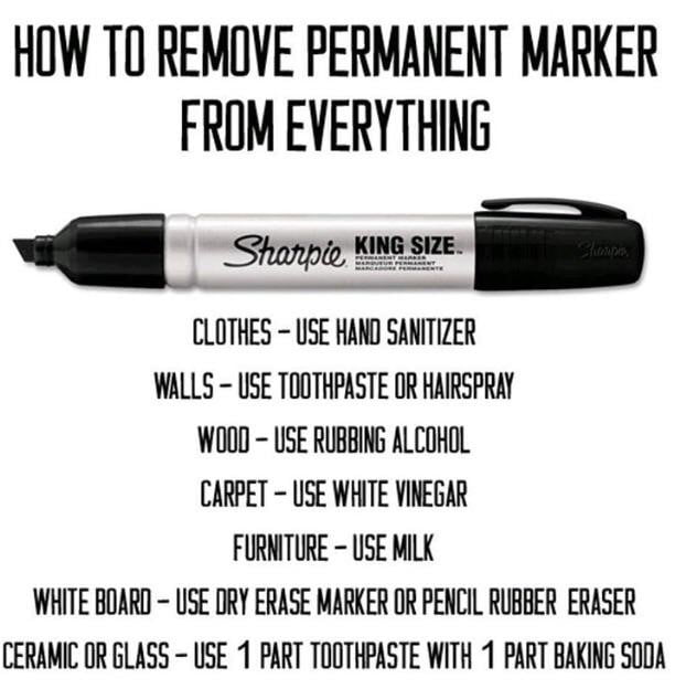 Permanent Marker Isn T Really Permanent But How To Get It Off Different Items Isn T Always Intuitive 9gag