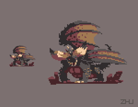 I recently played Monster Hunter, so I decided to make a pixel art on it - ...