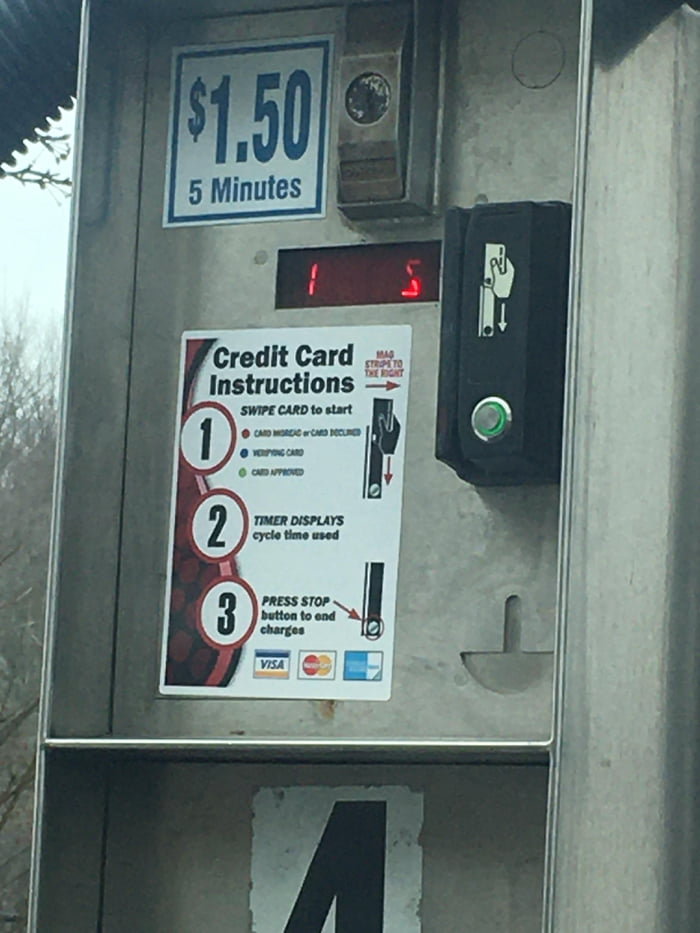 This car vacuum only takes cards and doesnt turn off by itself after 5