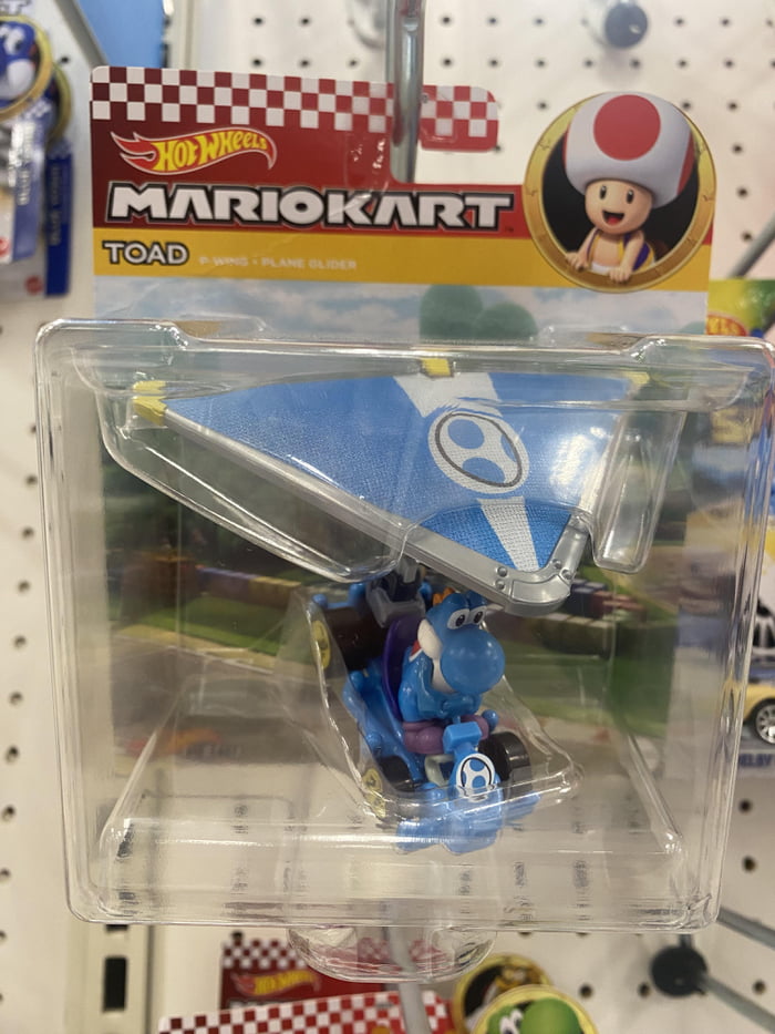 Blue Yoshi packaged as Toad - 9GAG