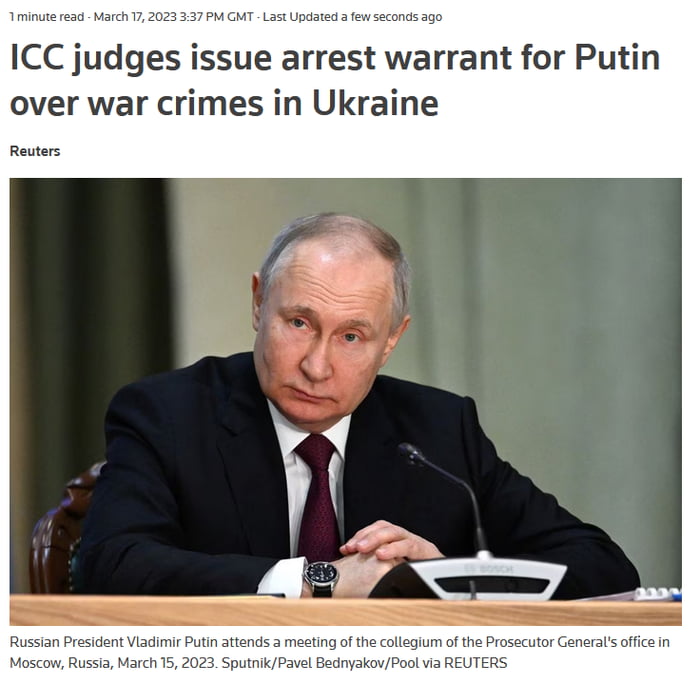 ICC Issues Arrest Warrant For Putin - 9GAG