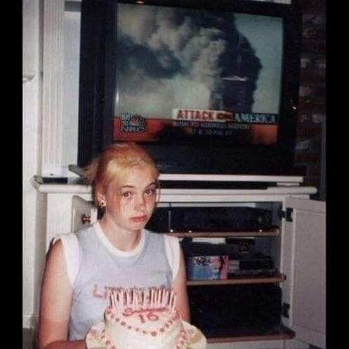 Girl celebrating her birthday on 9/11/2001 - 9GAG