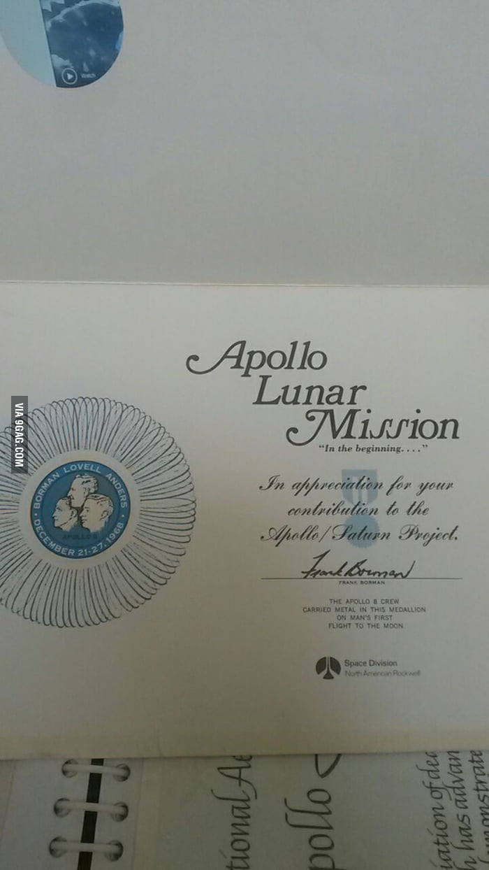 My Grandfather Was A Chief Engineer Of The Apollo Misisons 9GAG