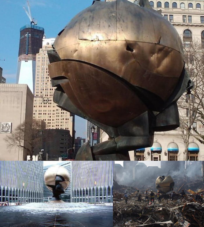 The Sphere Sculpture From The Twin Towers In New York City After