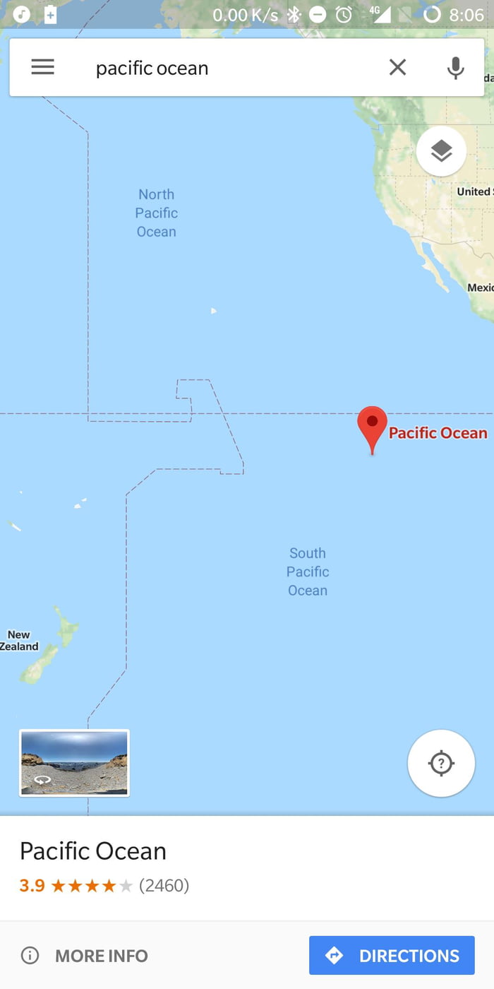The Pacific ocean has 3.9 stars out of 5 on Google maps. Who the f**k is downvoting the ocean