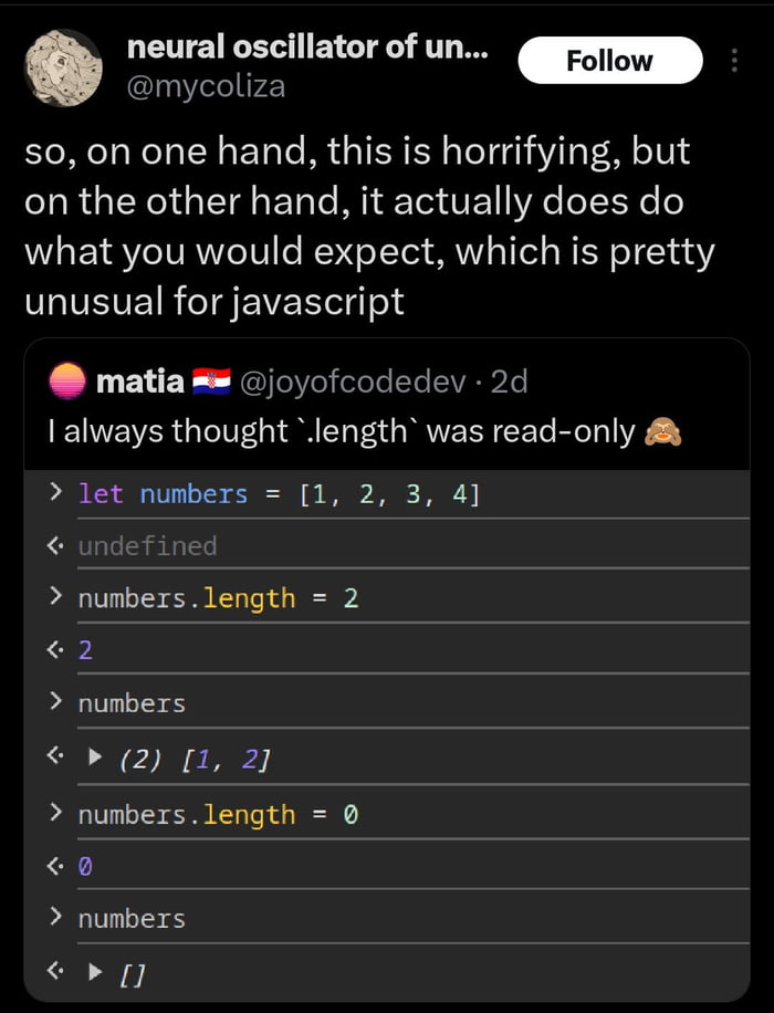 ItDoesWhatYouWouldExpectWhichIsUnusualForJavascript - 9GAG