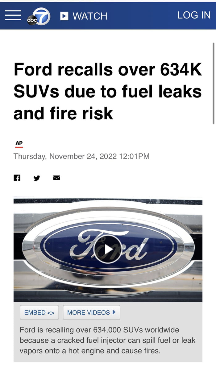 Ford Delays Their Recalls Till Thanksgiving Holiday So No One Would ...