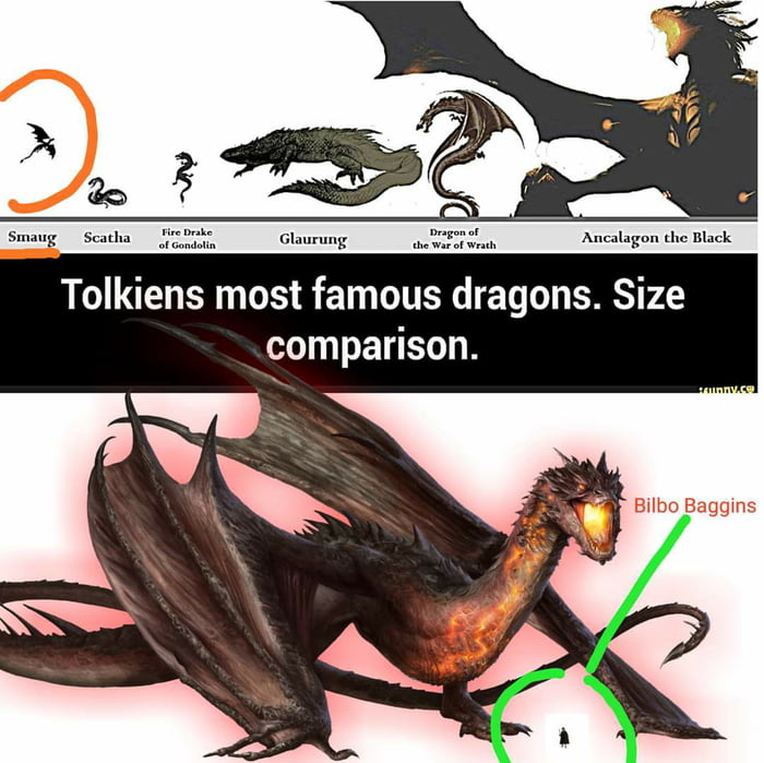 Ancalagon the Black makes Smaug look like a little baby which just emerged  from egg. - 9GAG