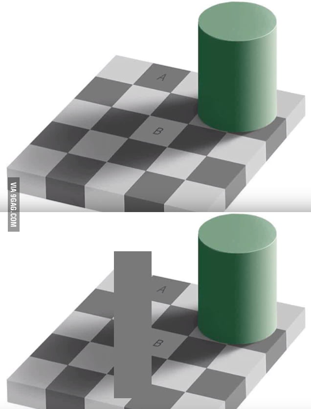 Optical Illusion - The Squares A And B Have The Same Color! Amazing! - 9GAG