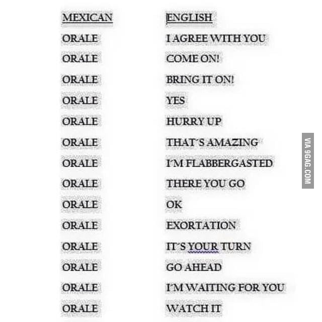 what does orale mean in spanish