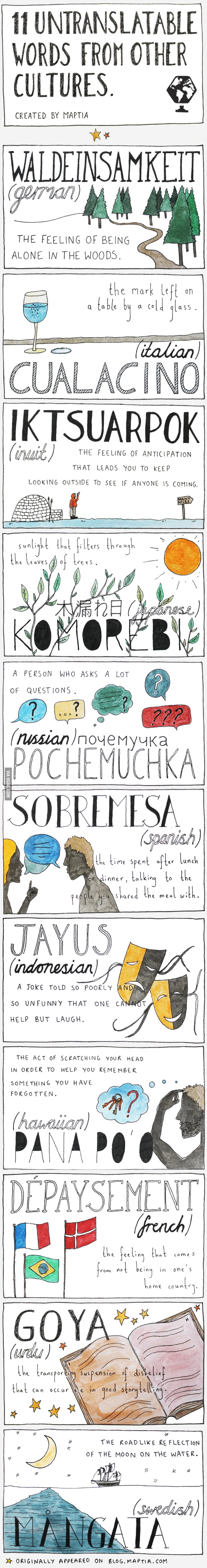 Untranslatable Words, shows a lot about different cultures