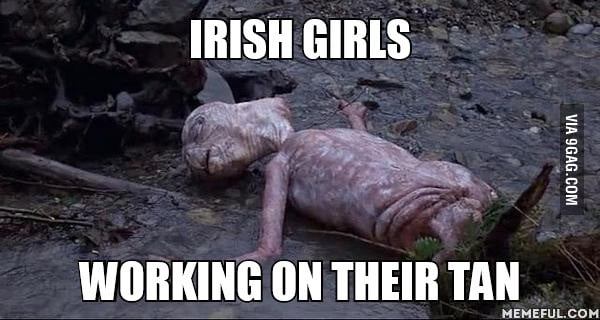 irish girl tanning