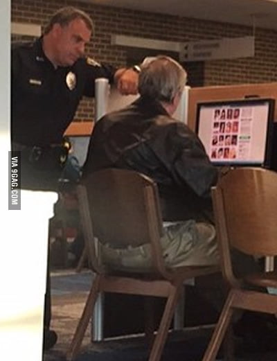 Library Old Man Porn - Cop catches old guy looking at porn in the university library - 9GAG