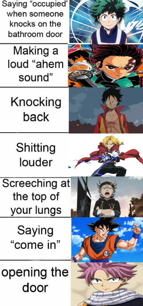 How Shonen Protagonists Respond When Someone Knocks On The