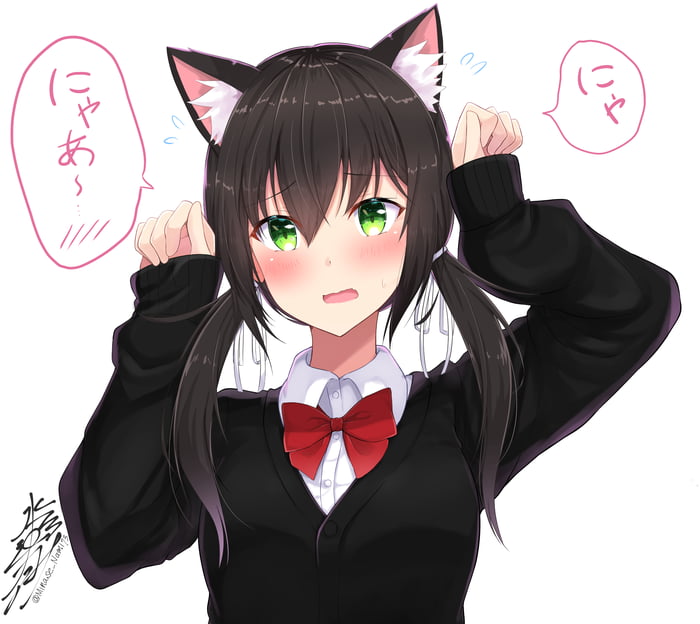 Blushing cat girl - Anime Waifu