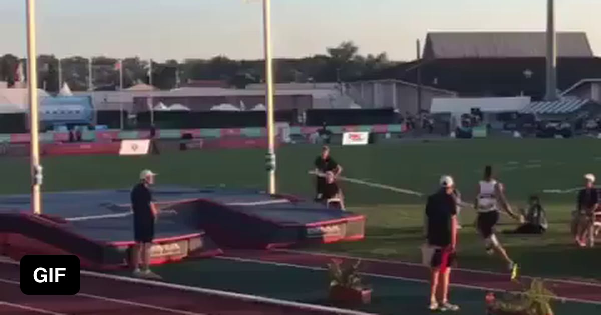 5.4 meter pole vault backflip - 9GAG