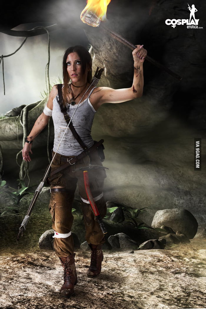 Lara Croft Cosplay Nailed Gag