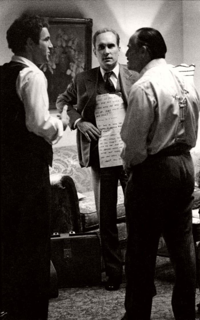 Robert Duvall Holds A Text For Marlon Brando On The Set Of The Godfather Usa 1971 9gag 2443