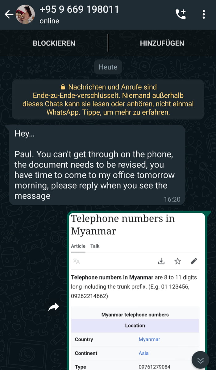 New Scam Beginning The Country Code Is 95 And They Messaged Me A   AmA9LKX 700b 